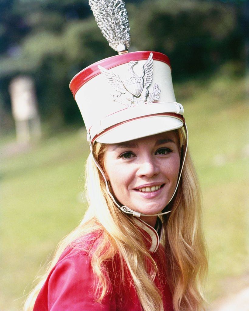 #66 Tuesday Weld wearing a majorette’s hat, 1970.