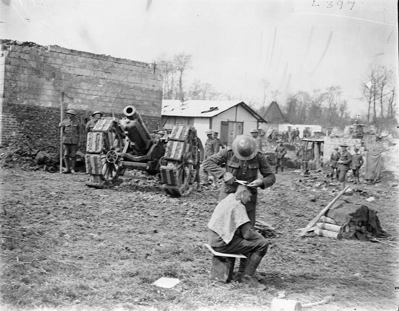 Historical Photos show Soldiers getting Haircuts during World War I WWI