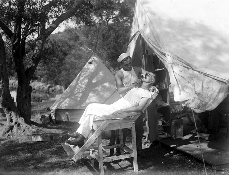 Historical Photos show Soldiers getting Haircuts during World War I WWI