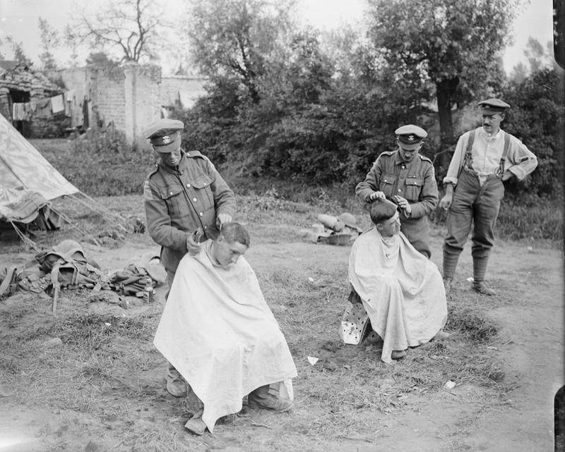 Historical Photos show Soldiers getting Haircuts during World War I WWI
