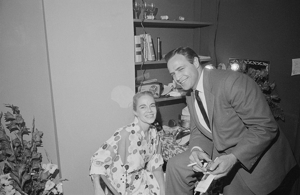 #30 Marlon Brando with her sister Jocelyn Brando, in her dressing room, 1950s.