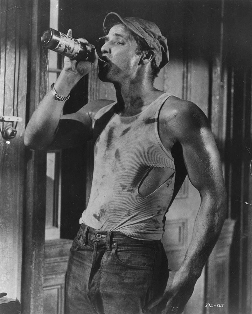 #49 Marlon Brando plays Stanley Kowalski in Tennessee Williams’ ‘A Streetcar Named Desire’, 1951.