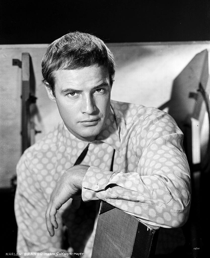 #55 Marlon Brando wearing a circle-patterned shirt, 1952.