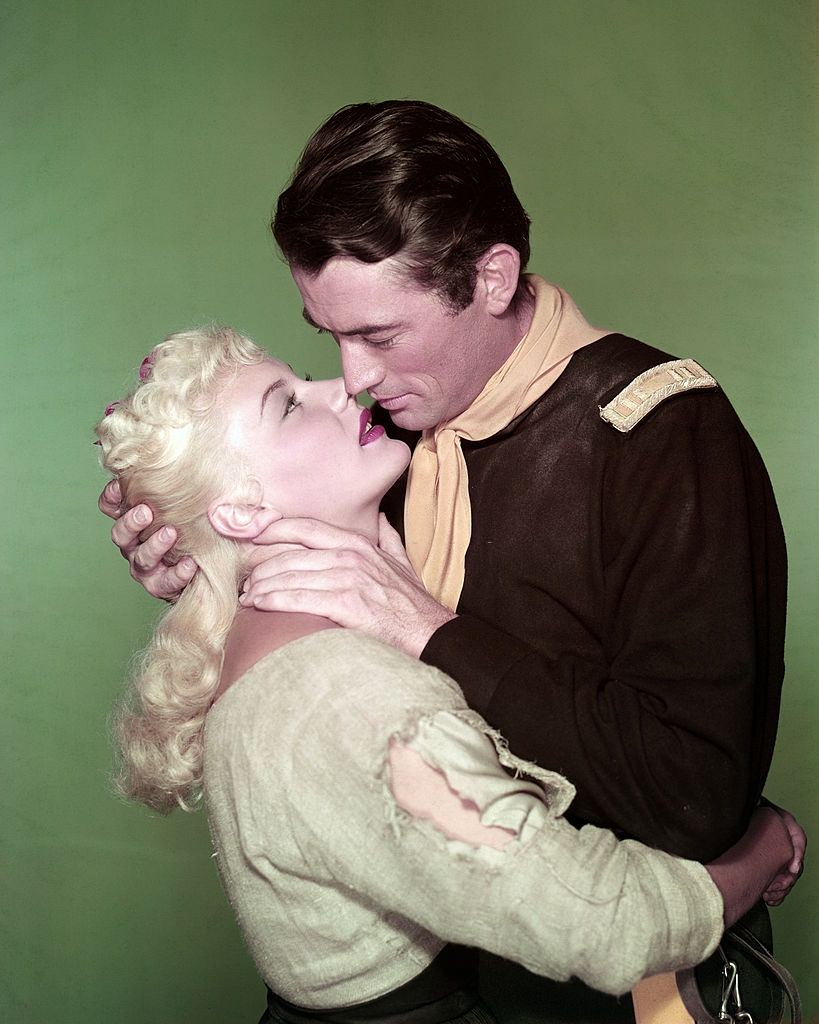 Barbara Payton with Gregory Peck in a scene from the movie ‘Only the Valiant’, 1951.