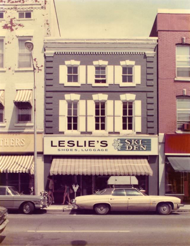 #30 Leslie’s shoes and luggage store and Leslie’s Ski Den (on the second floor) at 255 Front Street, Belleville.