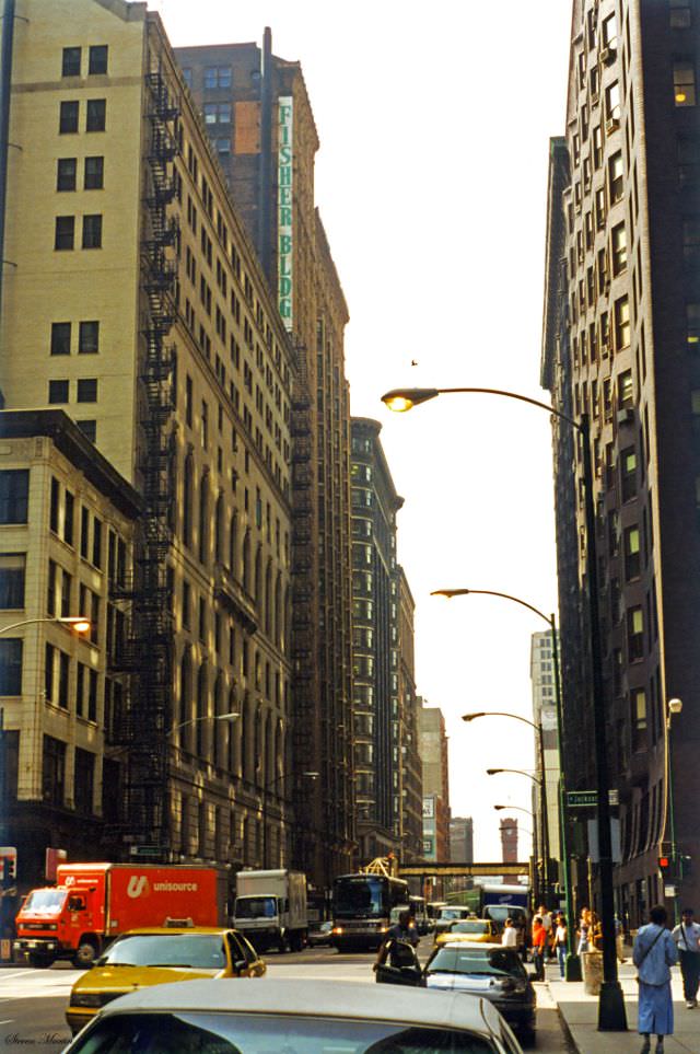 #39 Dearborn Street looking south, in front of Federal Plaza, Chicago, July 1996