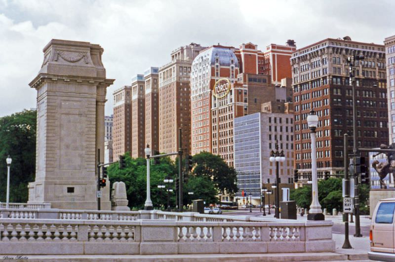 #15 Hilton and Blackstone Hotels from Congress Parkway, Grant Park, July 1996