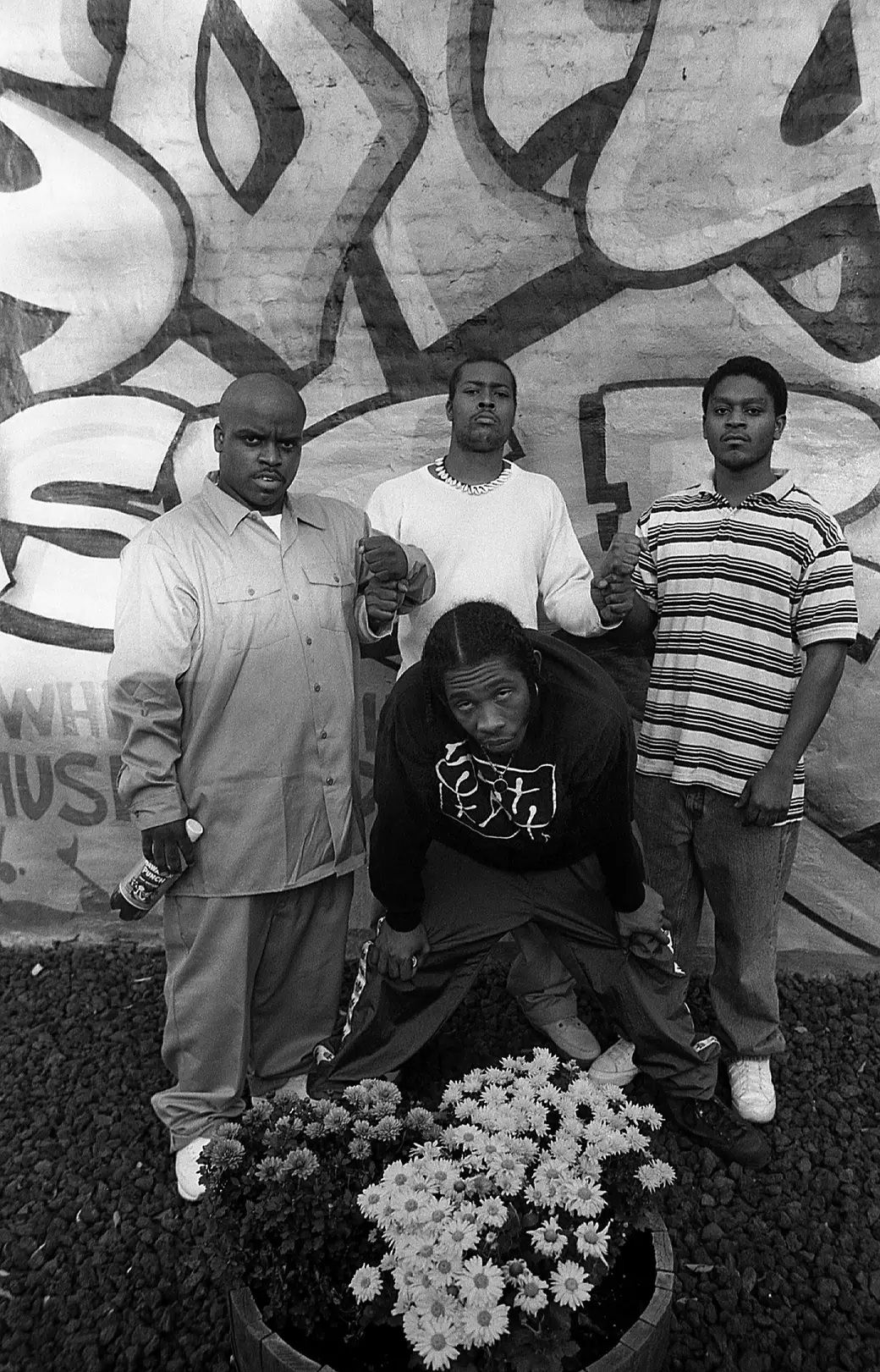 #12 CeeLo, Khujo, T-Mo, and Big Gipp (front) from Goodie Mob poses for photos at George’s Music Room in Chicago in October 1995.
