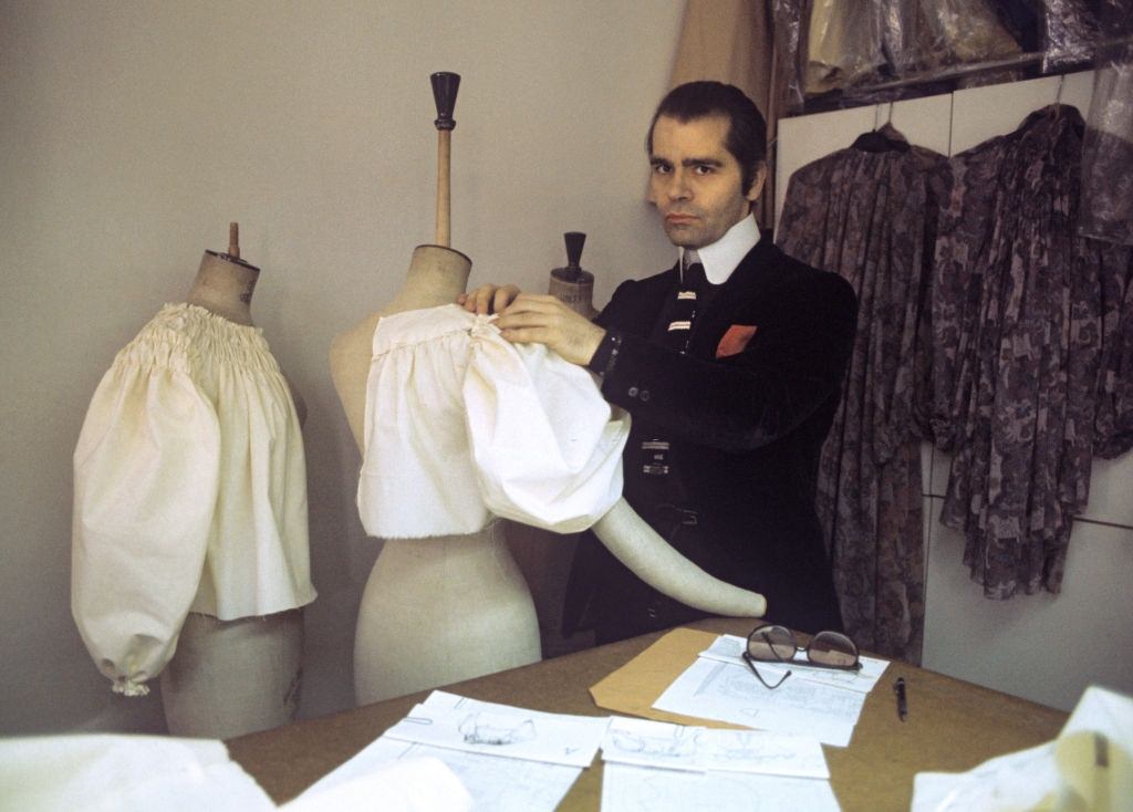 #22 Karl Lagerfeld in his studio in Paris, 1979.