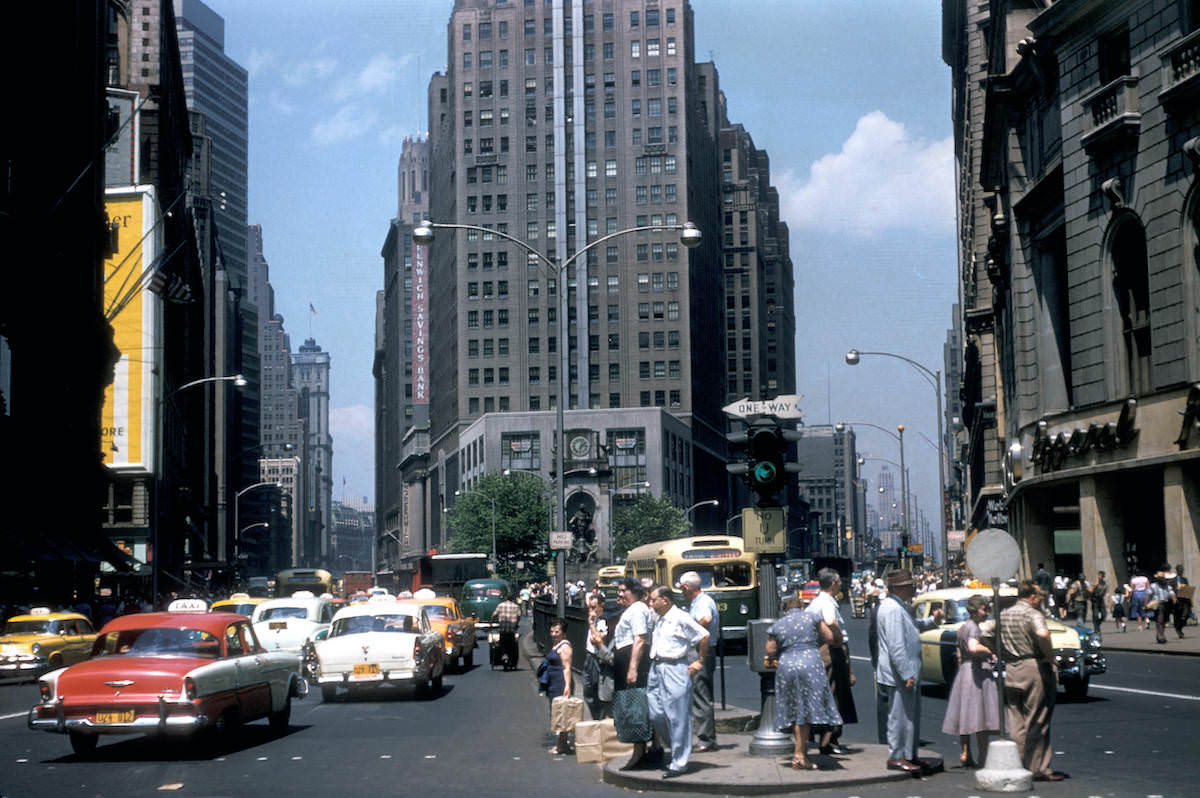 #8 New York, Manhattan, street scene near Herald Square, 1956
