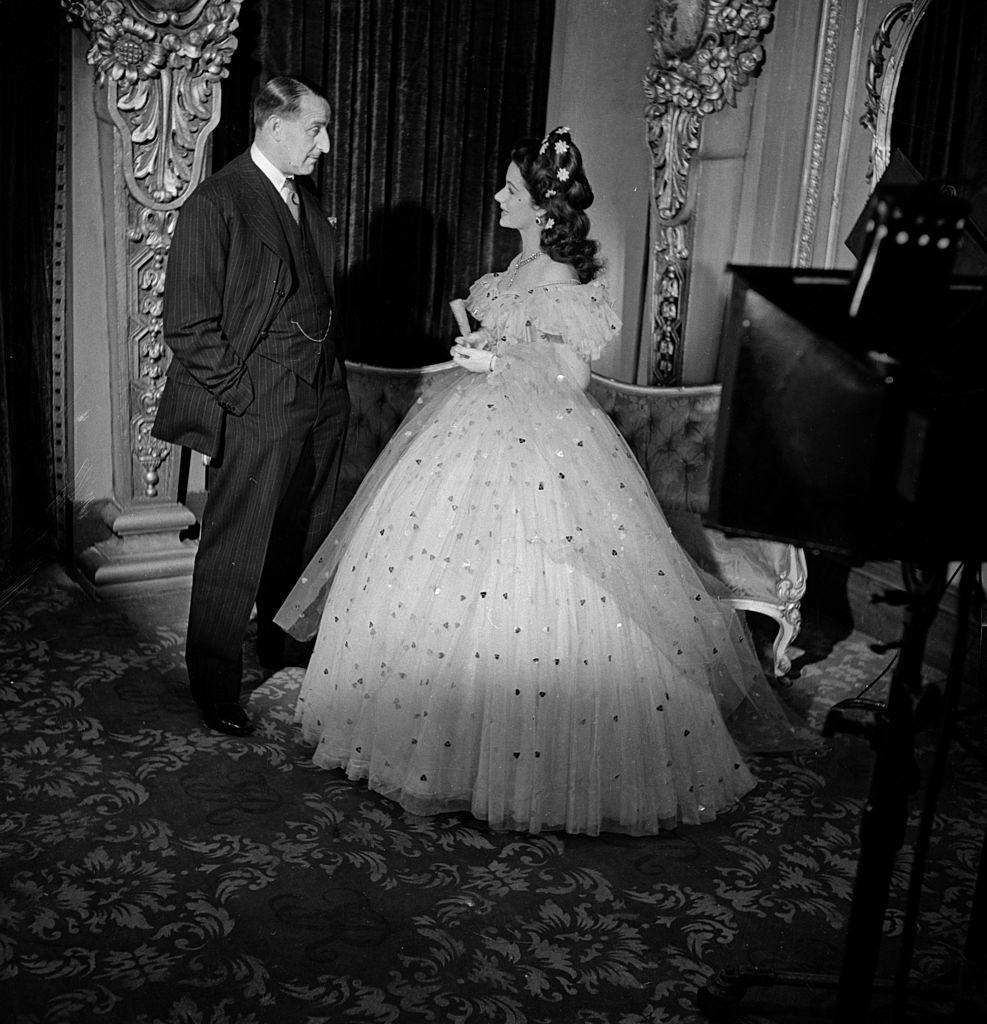 #30 Margaret Lockwood with J Arthur Rank on the set of ‘Hungry Hill’, 1946.