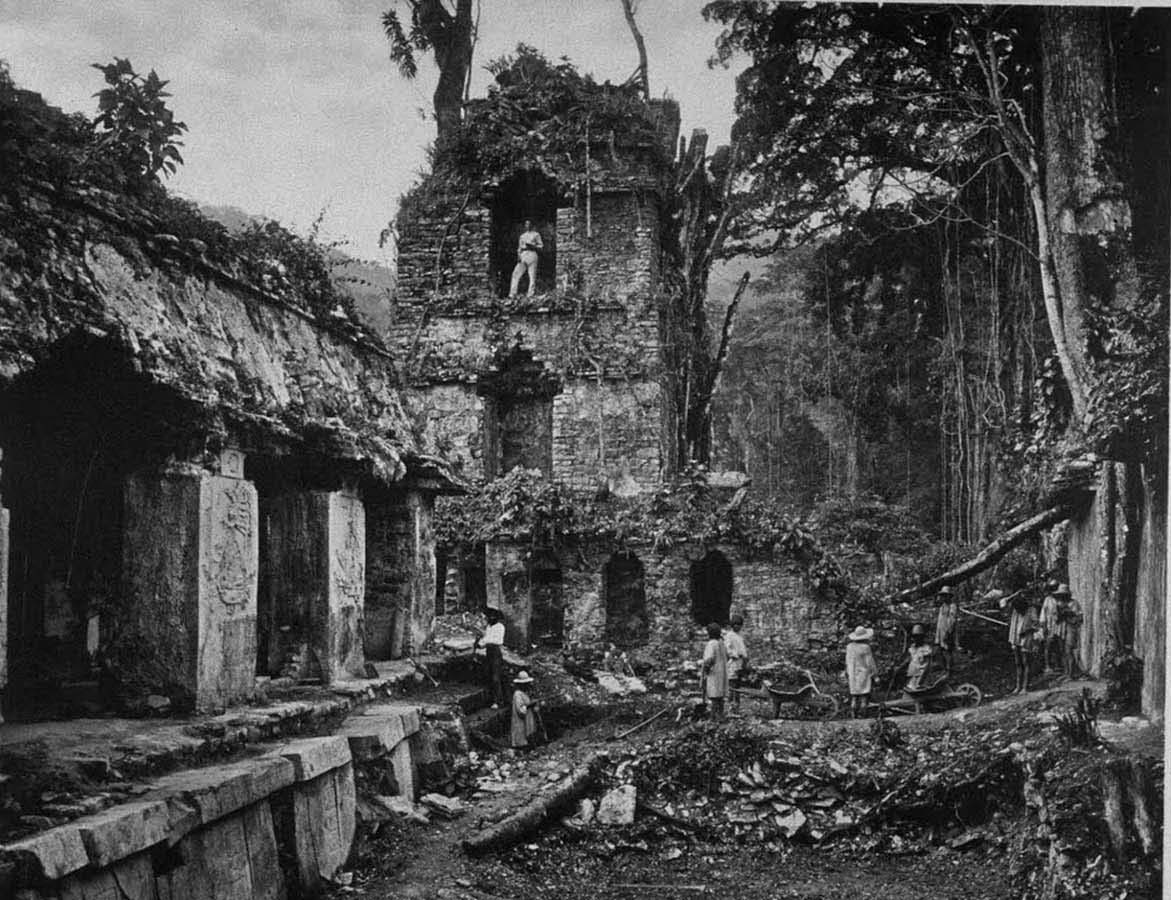 #3 Alfred Maudslay in the tower of the palace, Palenque, Mexico, 1890.