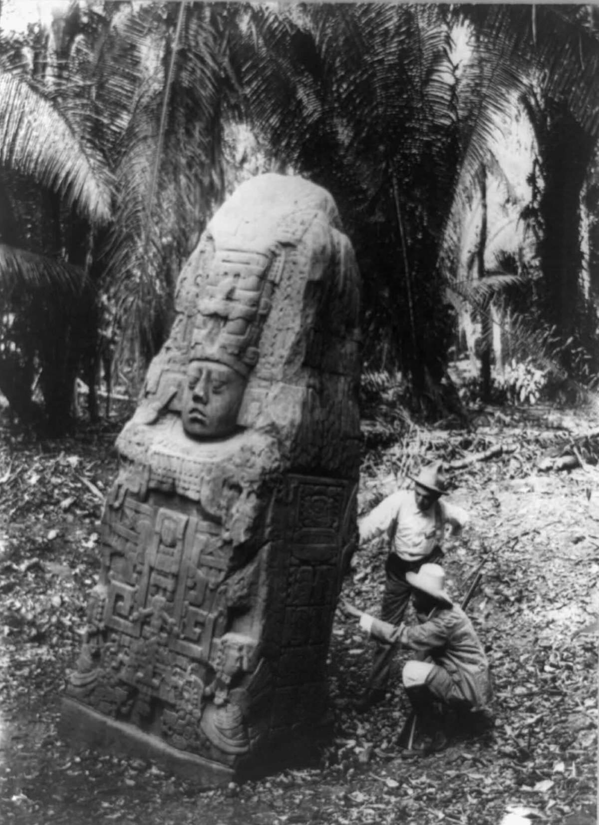 #8 Stela in Copan, Honduras, 1900.