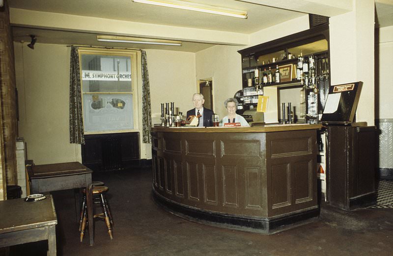 #29 The vault in the Lloyds Arms pub on Higher Ormond Street, All Saints, Manchester, around 1974.