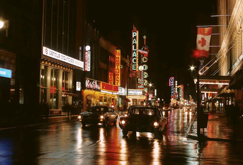 #1 Montreal street scenes on a rainy night, December 1969