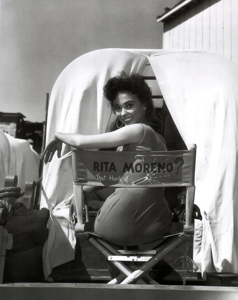 #34 Rita Moreno on the set of film, 1955.