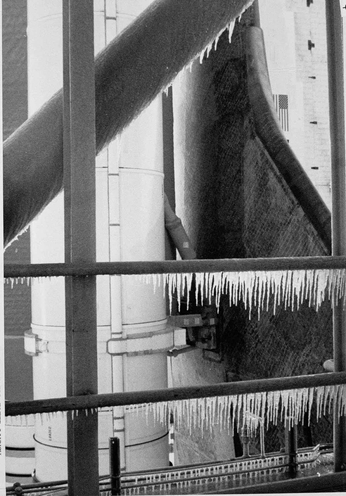 #10 Ice coats the launch facility on the morning of the launch.