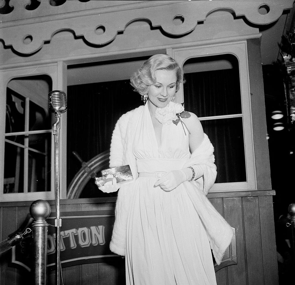 #37 Virginia Mayo attends a premiere in Los Angeles, 1951.