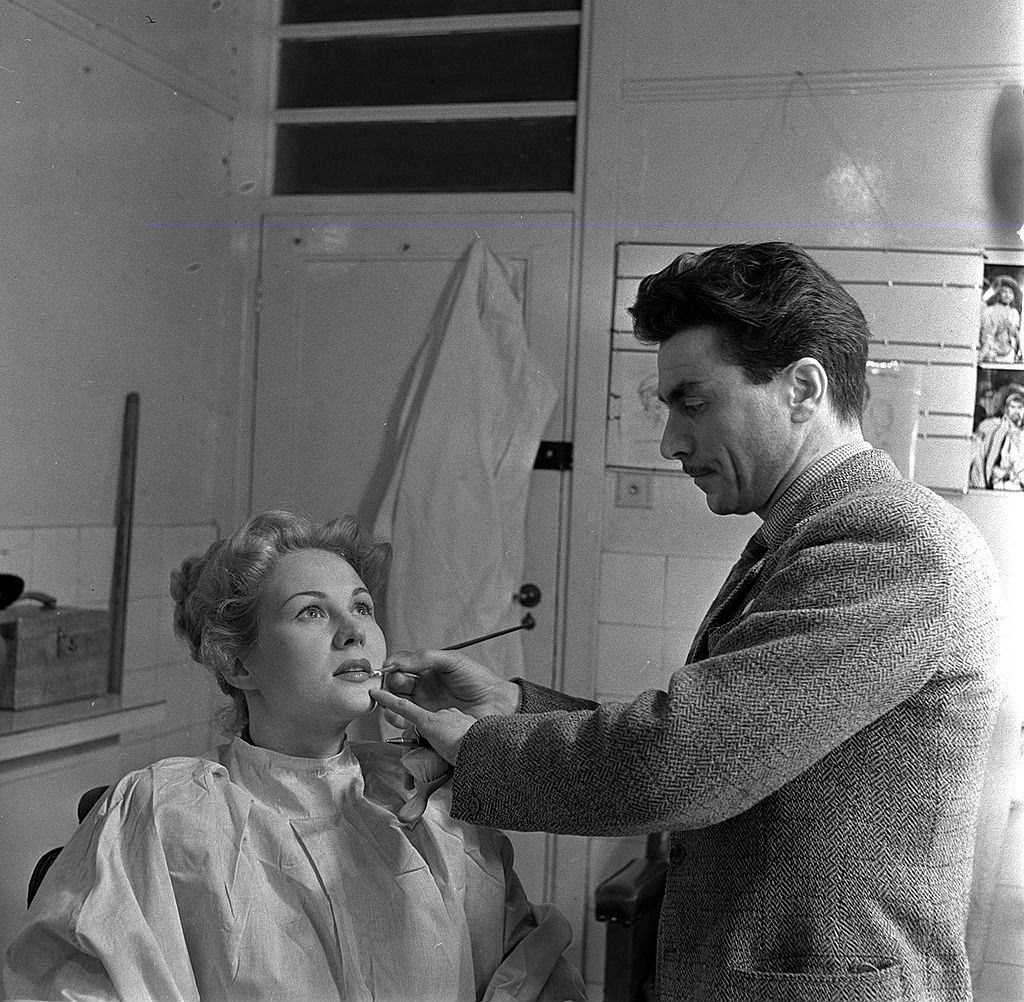 #71 Virginia Mayo being made up for her role in the film ‘Captain Horatio Hornblower’, 1950.