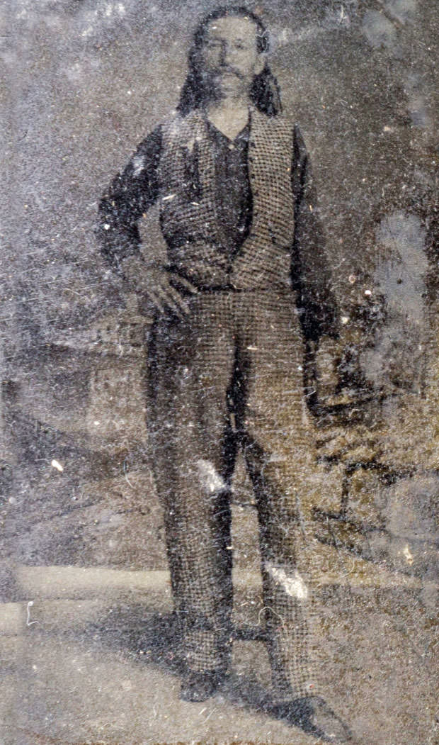 #11 Rare tintype of Hickok, ca. 1870. It was found with the last letter he wrote to his wife, Agnes Thatcher Lake.