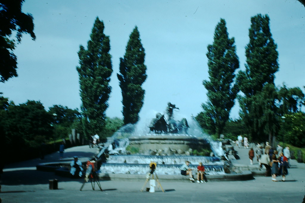 #15 Gefion Fountain in Copenhagen, Denmark, 1940s.