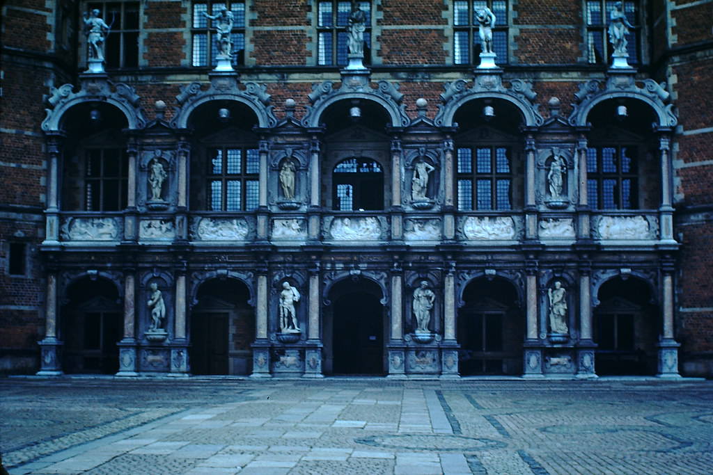 #17 Courtyard Frederiksborg Castle in Copenhagen, Denmark, 1940s.