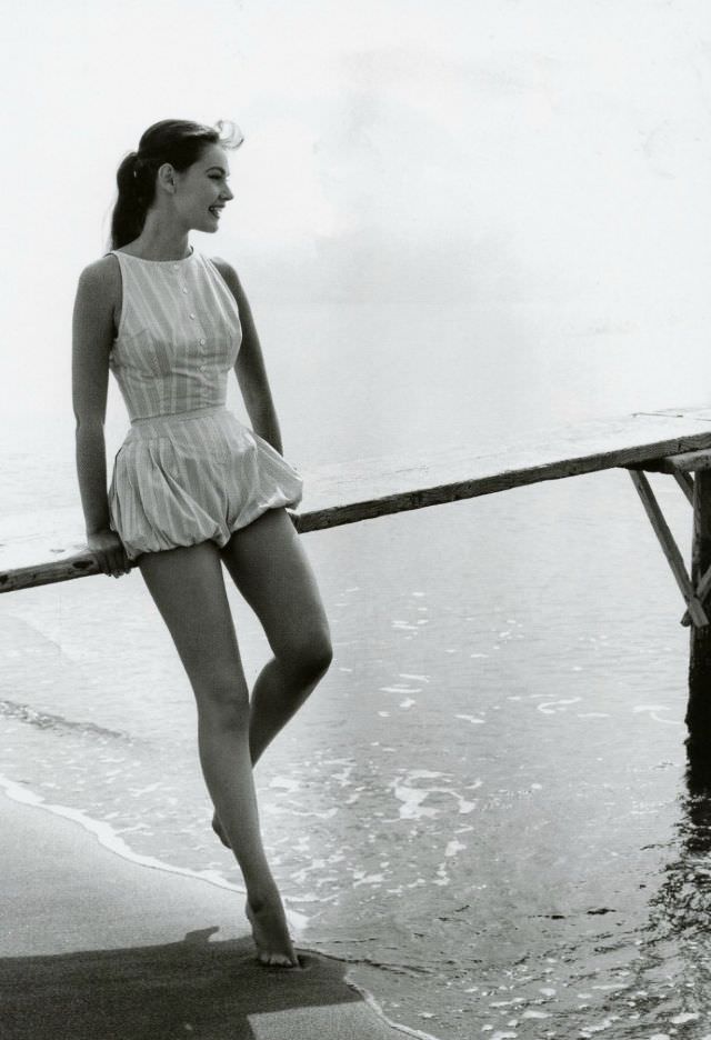 #36 Joan Whelan in beachwear by Bessie Becker, photo by Regina Relang, Ischia, Italy, 1956
