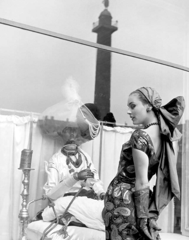 #9 Model in a dress by Elsa Schiaparelli, photo by Regina Relang, Paris, 1951