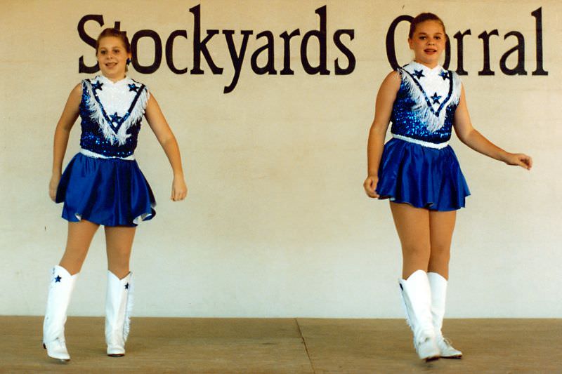#30 Two girls dance at Stockyards festival, Fort Worth Stockyards, September 1995