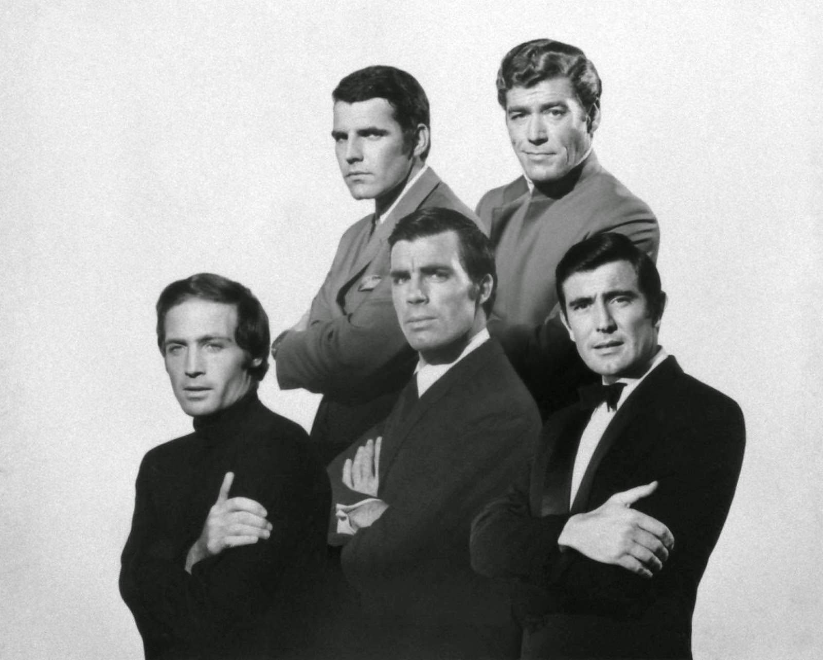 #1 A composite image of the five top candidates (including ultimate choice George Lazenby, bottom right). Published in the October 11, 1968, issue of LIFE.