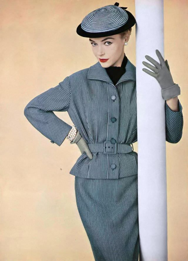 #27 Sophisticated day-suit by Christian Dior on model Joan Olson, 1954
