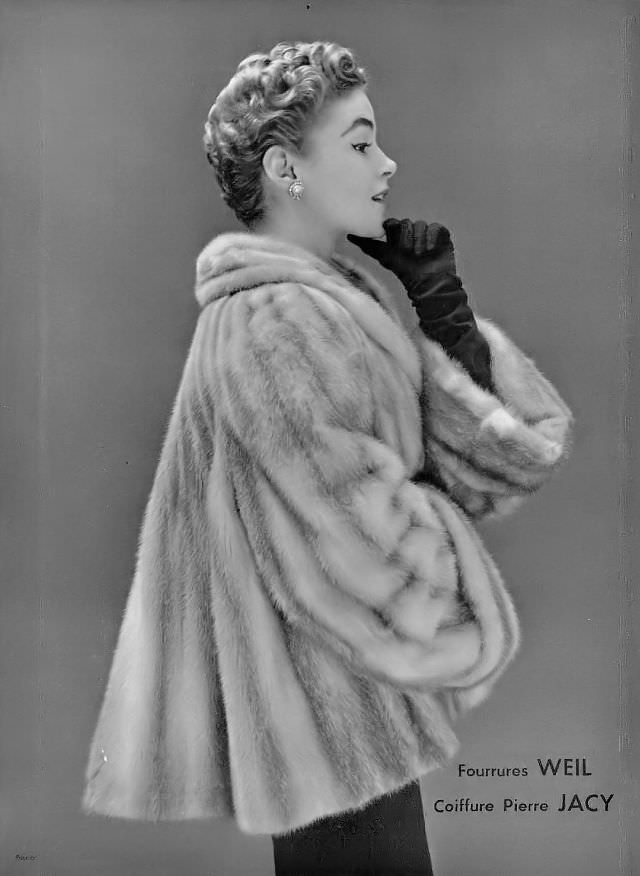 #4 Joan Olson in mink jacket by Weil, coiffure by Pierre Jacy, 1952
