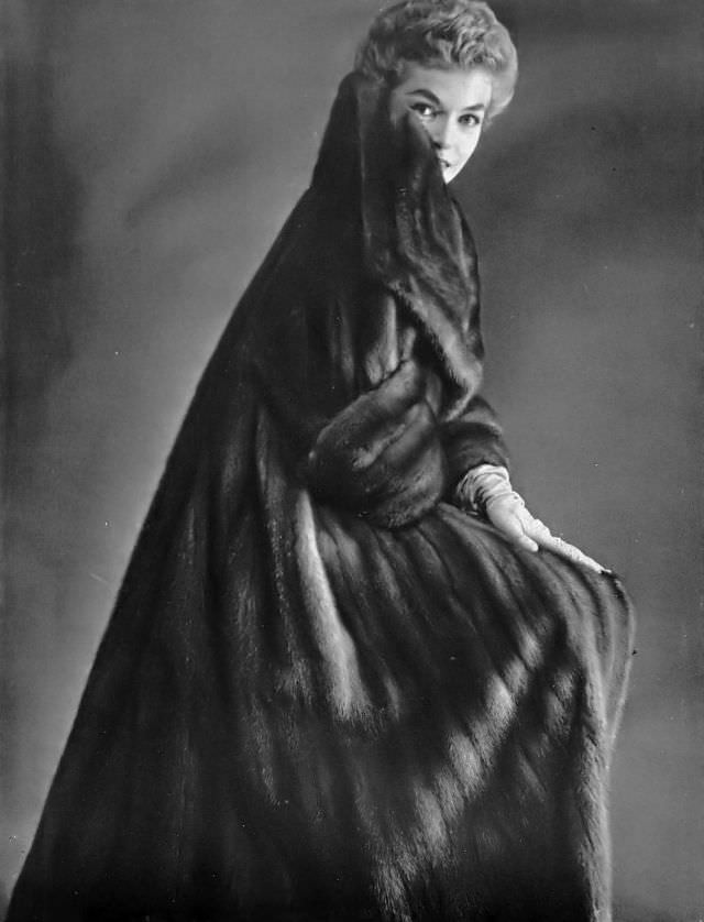 #5 Joan Olson in Royal Pastel EMBA mink coat by Max Reby, 1952