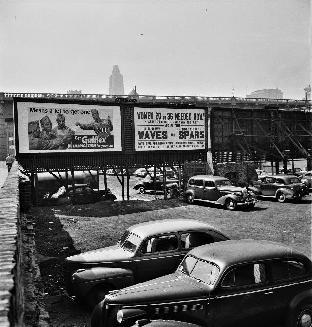 #45 Parking lot and billboards in Baltimore, Maryland, April 1943