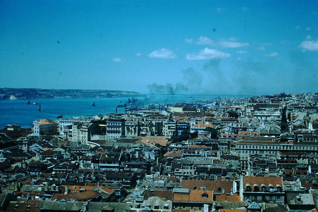#13 City Waterfront Ent to Harbor, Lisbon, 1950s.