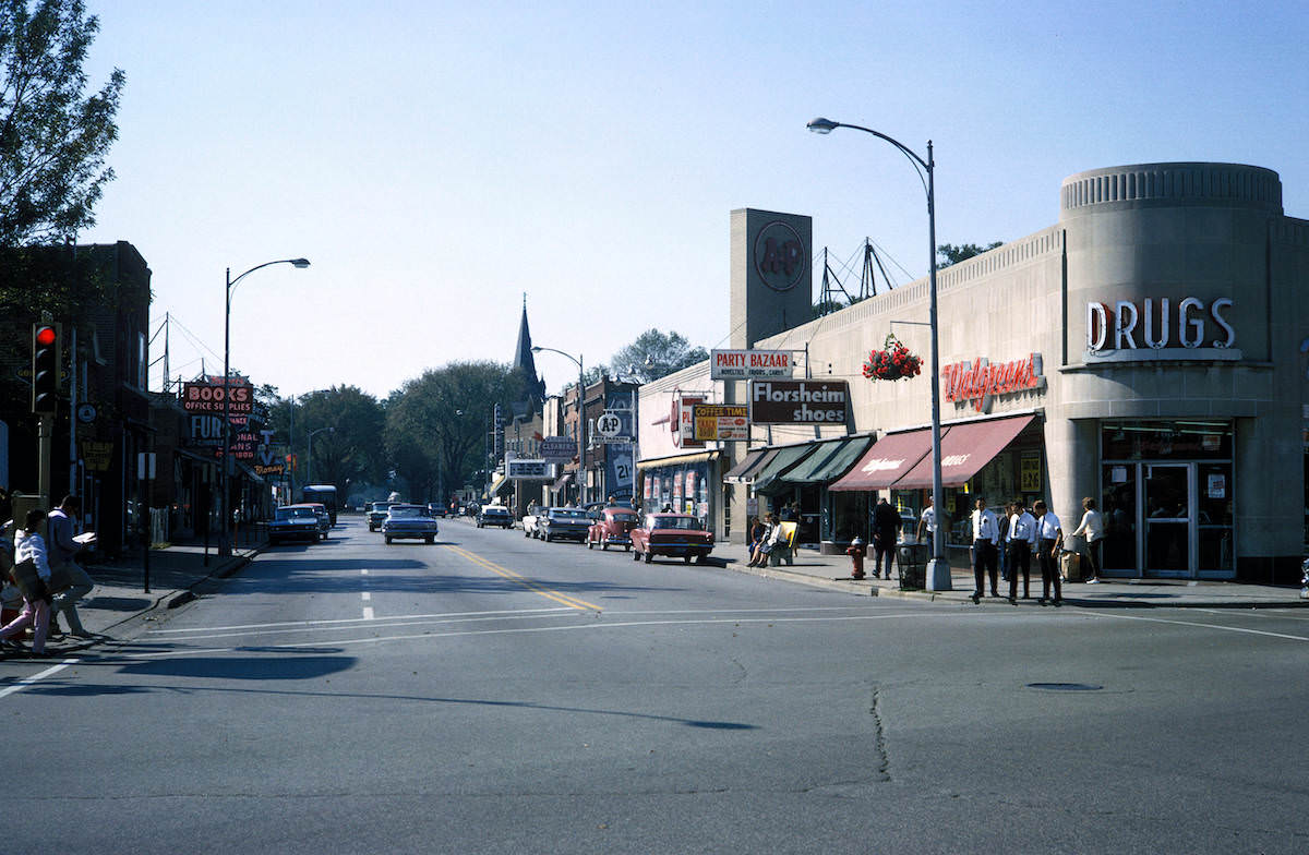 #16 Business district, Lincoln Ave., South from Oakton Street, Skokie, Ill. 1964