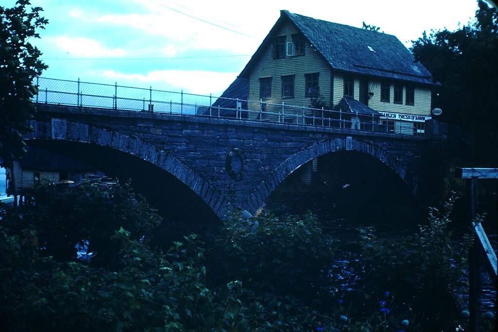 #53 1909 Bridge in Norheimsund, Norway, 1940s.