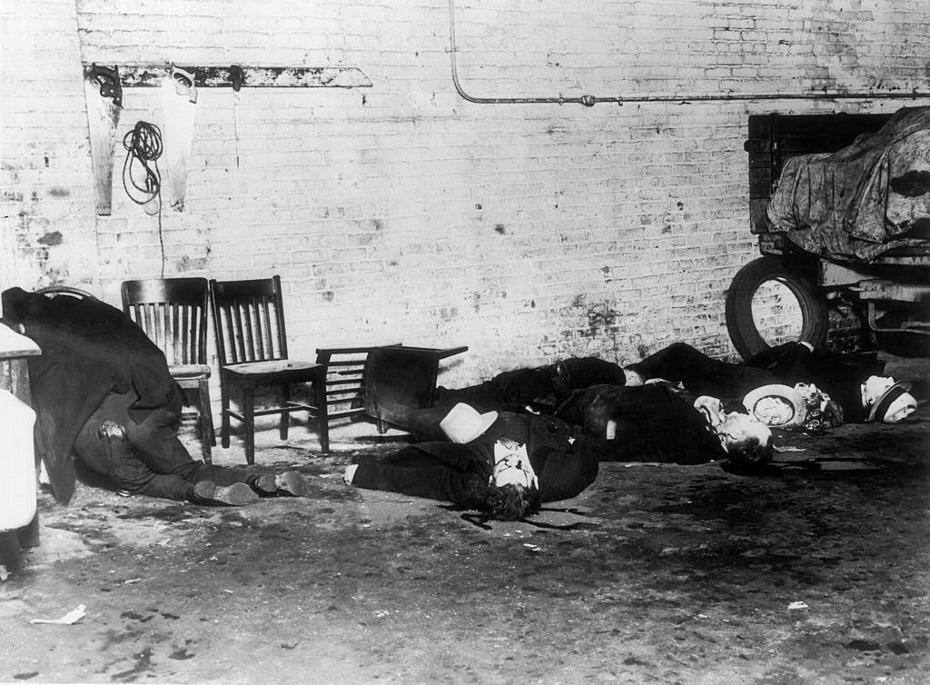 Bodies of mobsters from the Morand gang, killed in Chicago by Al Capone’s gang.
