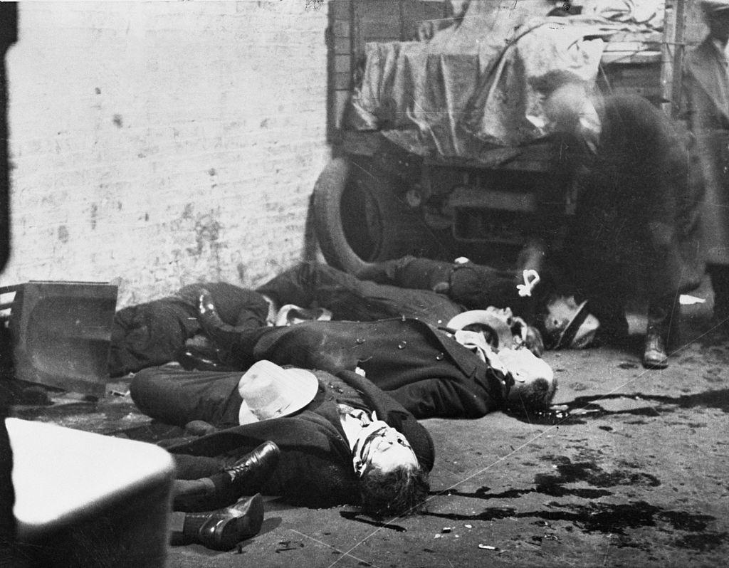 Aftermath of the Valentine’s Day Massacre of February 14, 1929.