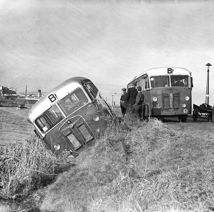 #13 A line 35 bus was trapped by the water and flooded and sustained major damage, 1965.