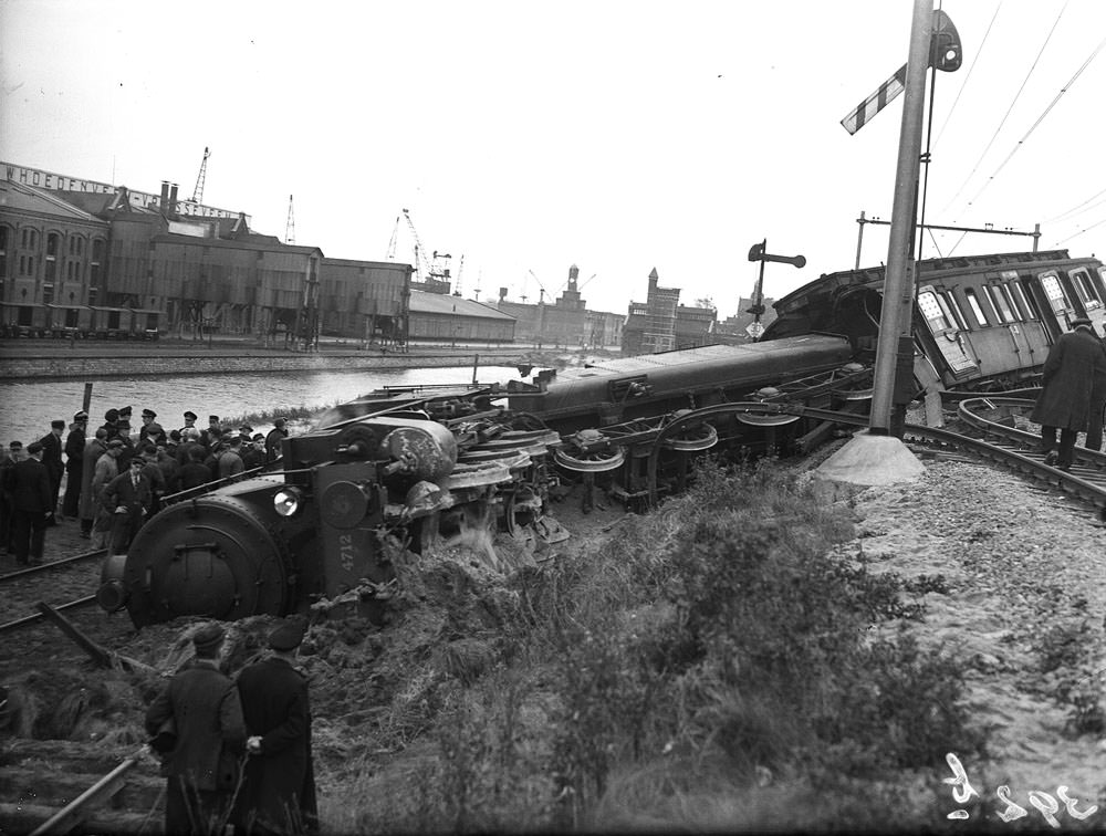 #4 A train accident in Amsterdam, 1950s.