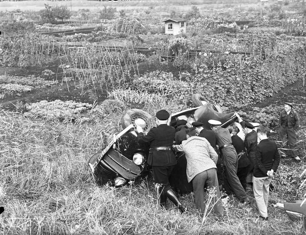 #5 Hotchkiss on its back, 1949