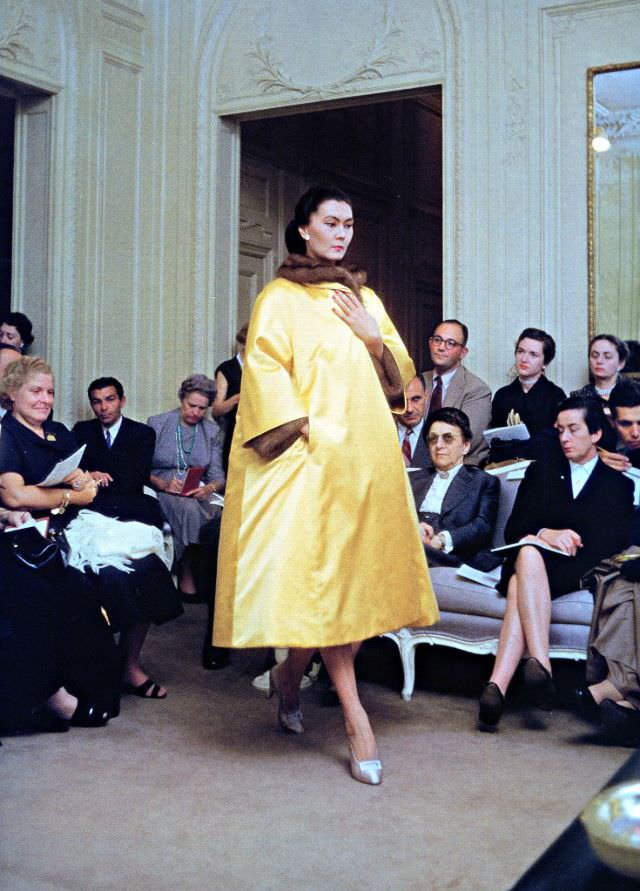 #28 Alla presents Dior’s satin and mink ensemble called “Artamène”, 1954