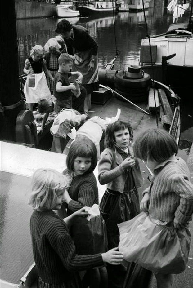 #10 Children playing on Canal boat, Amsterdam, 1964