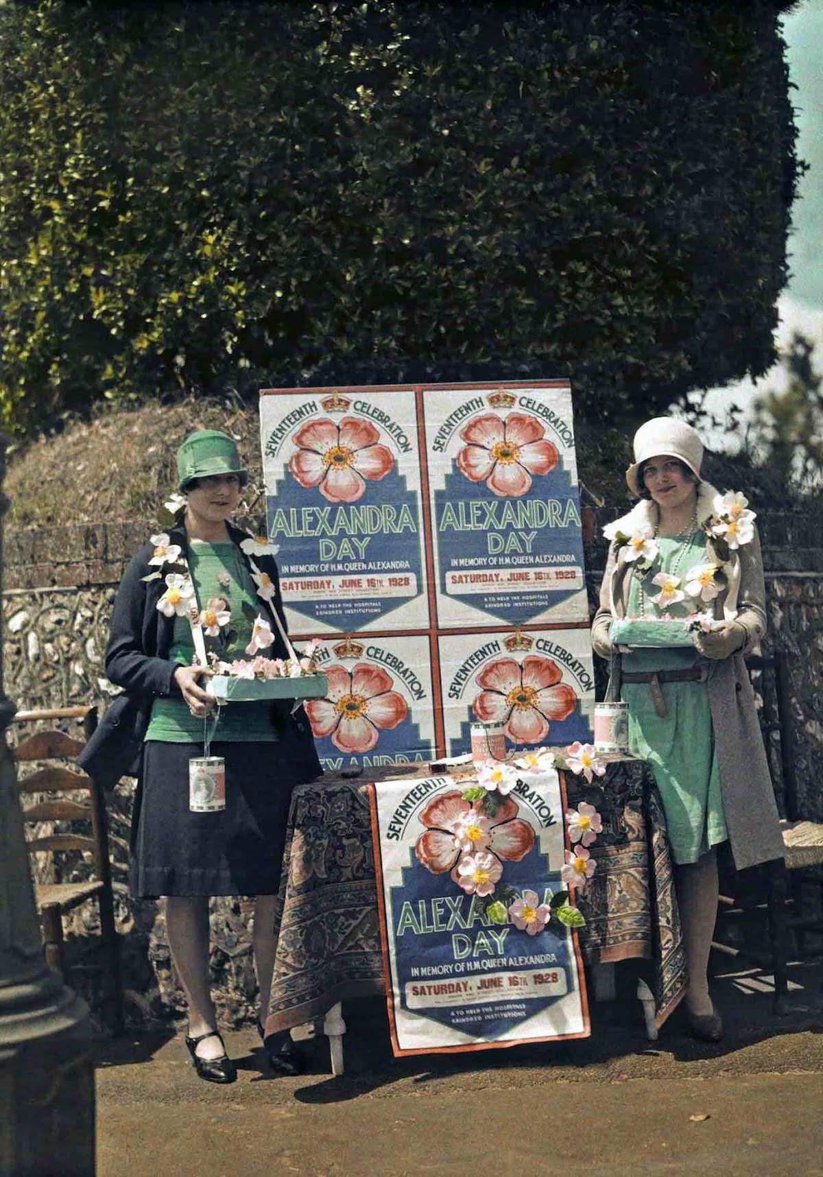 #13 Women selling Queen Alexandra roses for charity, in Seaford, East Sussex.