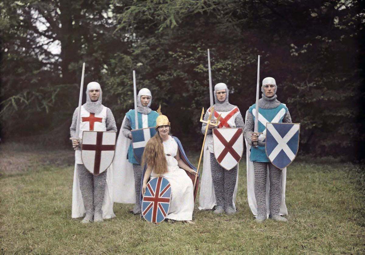 #7 Actors dress for a pageant as Britannia and her knights.