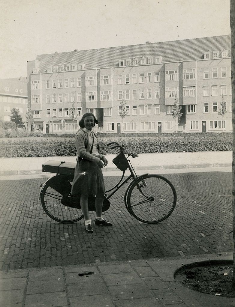 #12 Anne Frank’s sister Margot cycling at Merwedeplein in Amsterdam, May 1939.