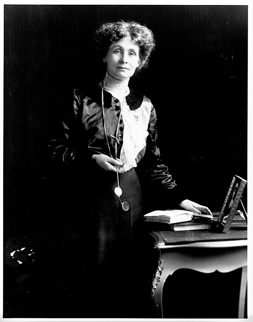 #17 Emmeline Pankhurst standing for portrait.