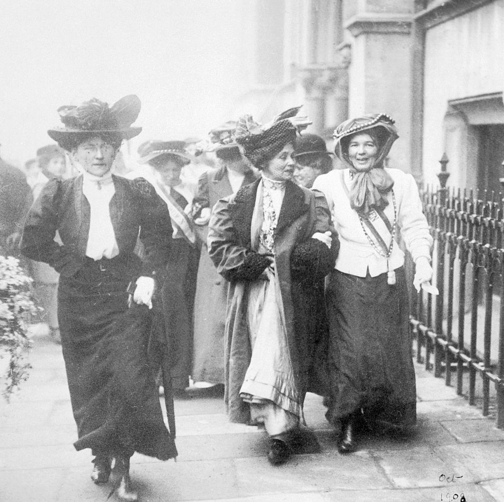 #24 Emmeline & Christabel Pankhurst released from Holloway Gaol, London, 1908.