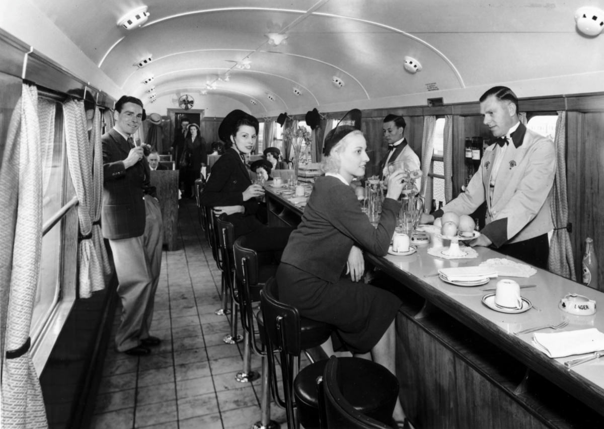 #1 Drinking in a Great Western Railway buffet bar, September 1938.